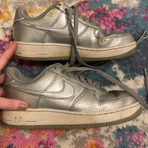 Nike Air Force 1 shoes size 6 silver